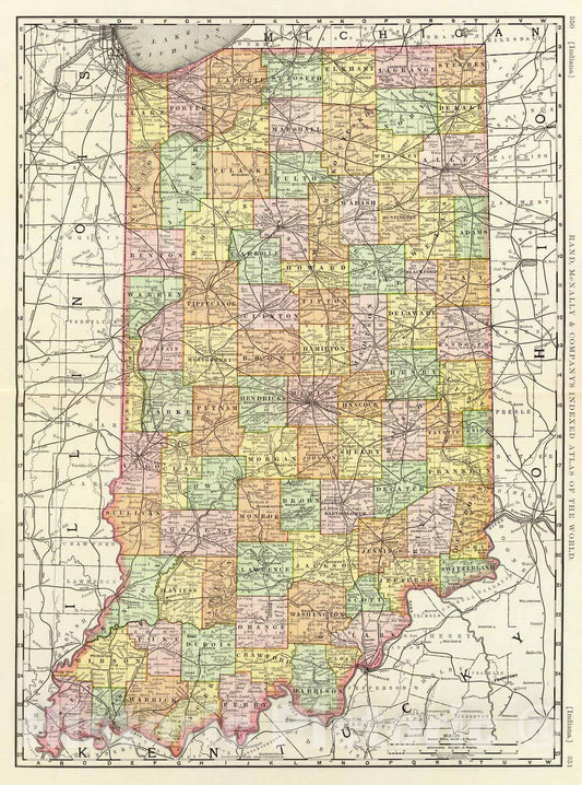 Historic Map : 1897 Indiana. - Vintage Wall Art