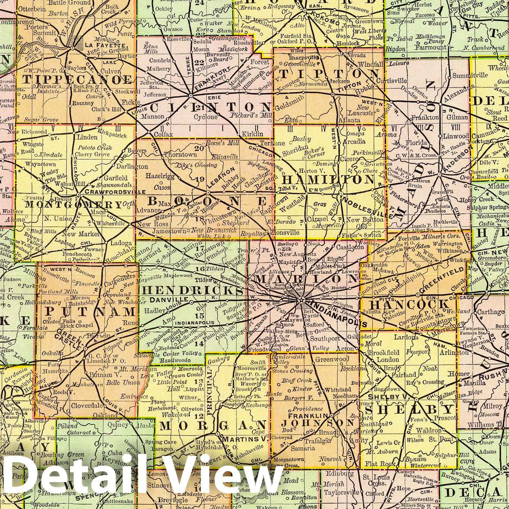 Historic Map : 1897 Indiana. - Vintage Wall Art