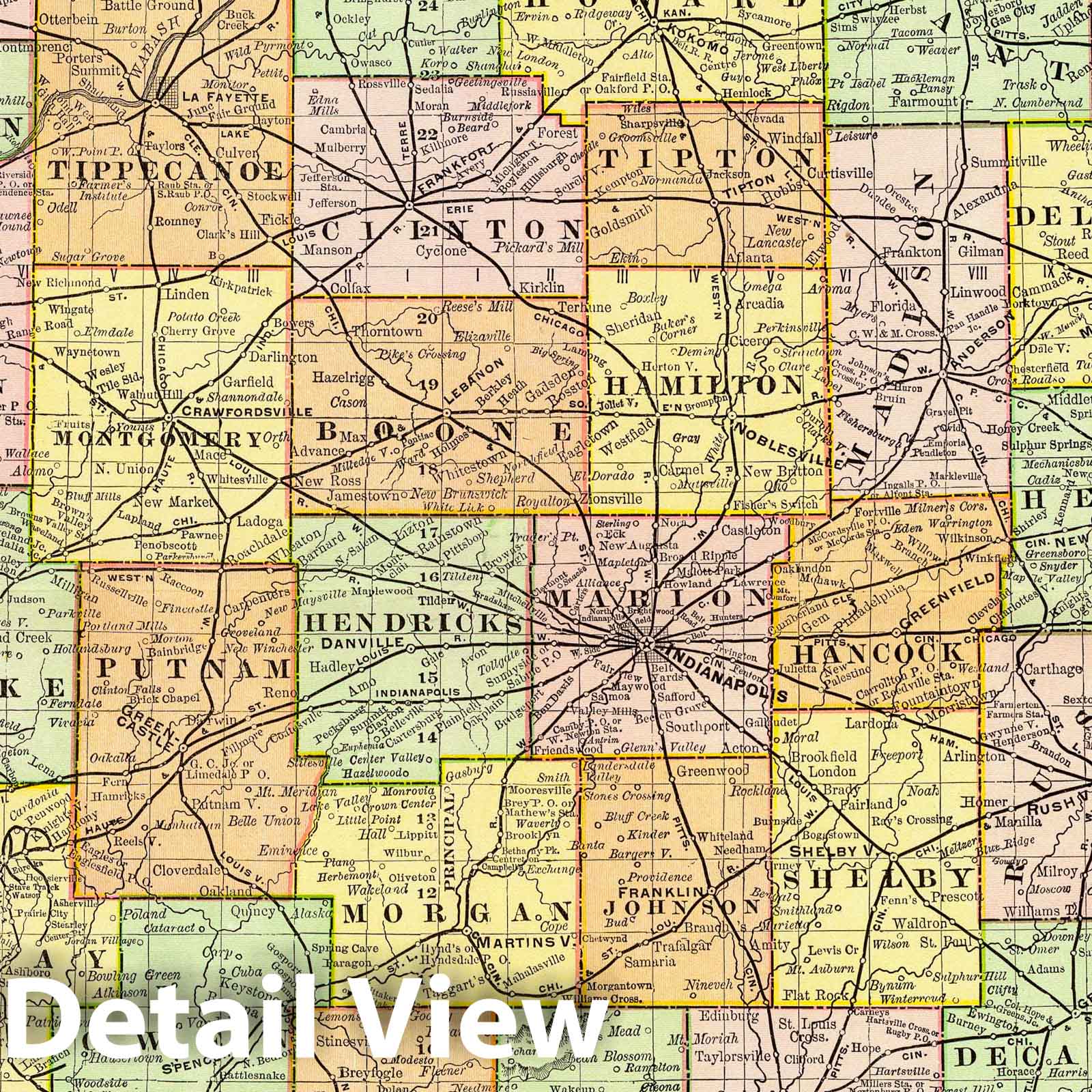Indiana 1897 Historical Map Print - Rand McNally Atlas