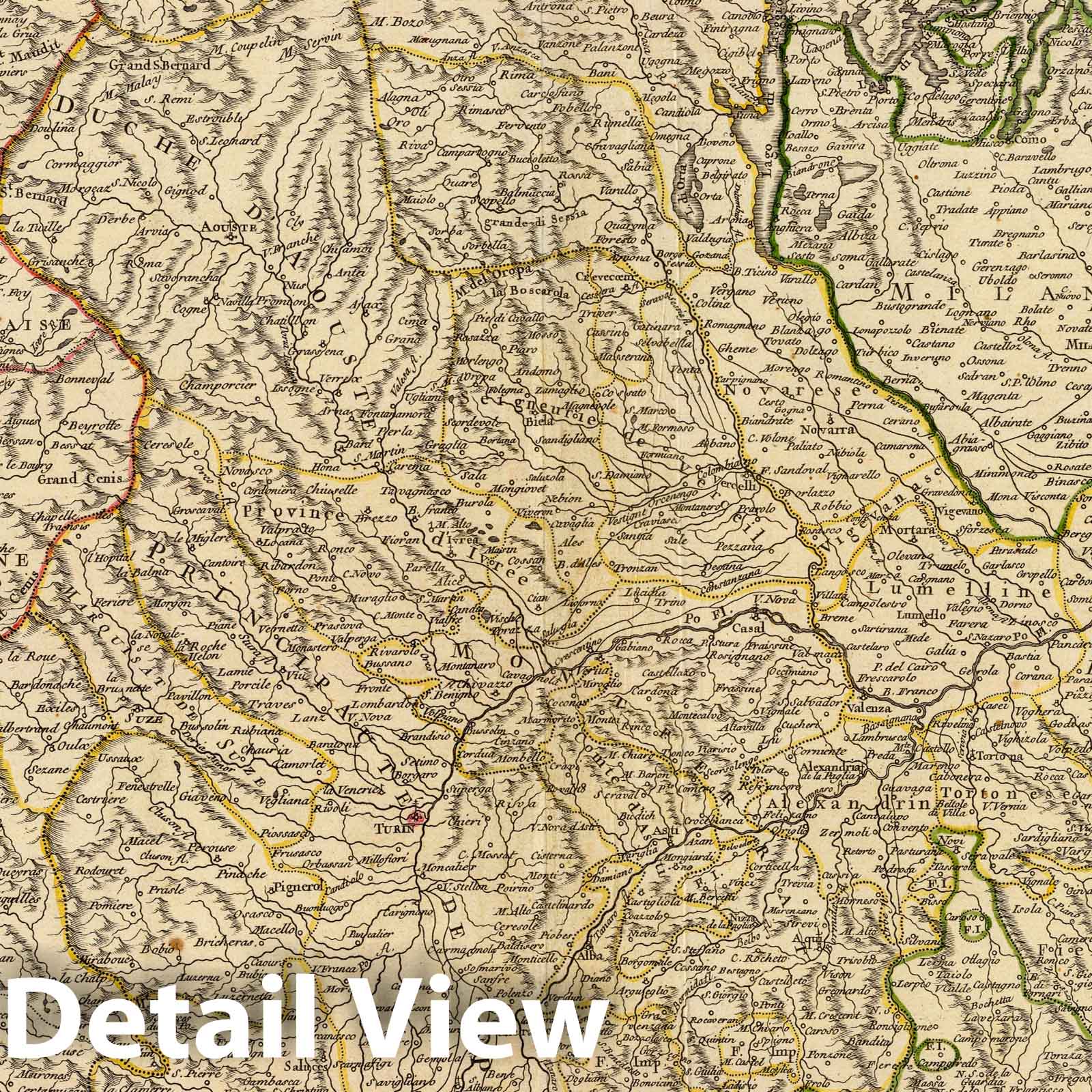 Western Lombardy, Savoy, Piedmont, Milan, Genoa, Piacenza - Postal Map, 1750