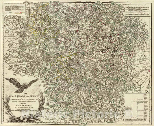 Historic Map : France, 1756 Lorraine, Barrois. , Vintage Wall Art