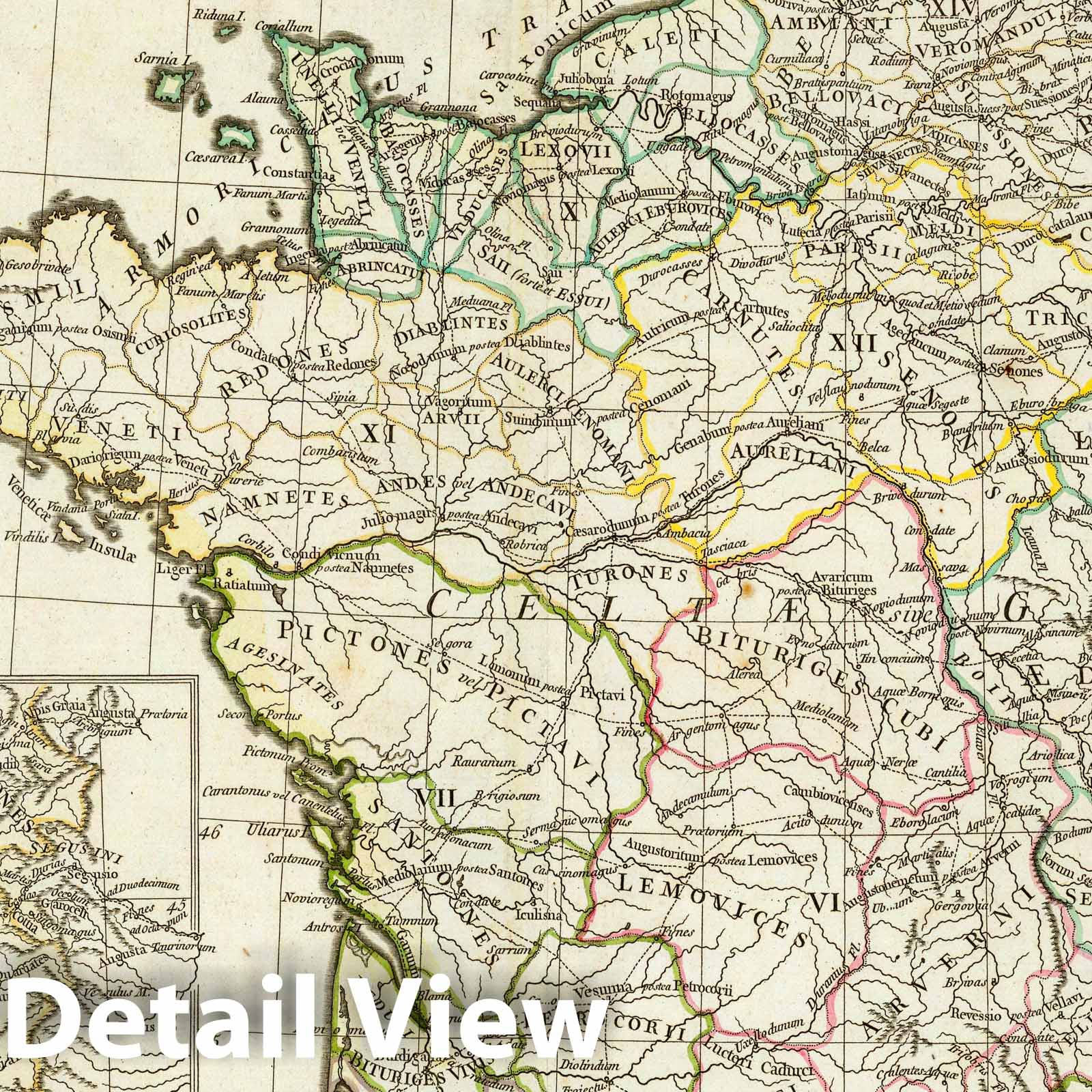 Ancient Gaul, 1760 - Historical Map Print