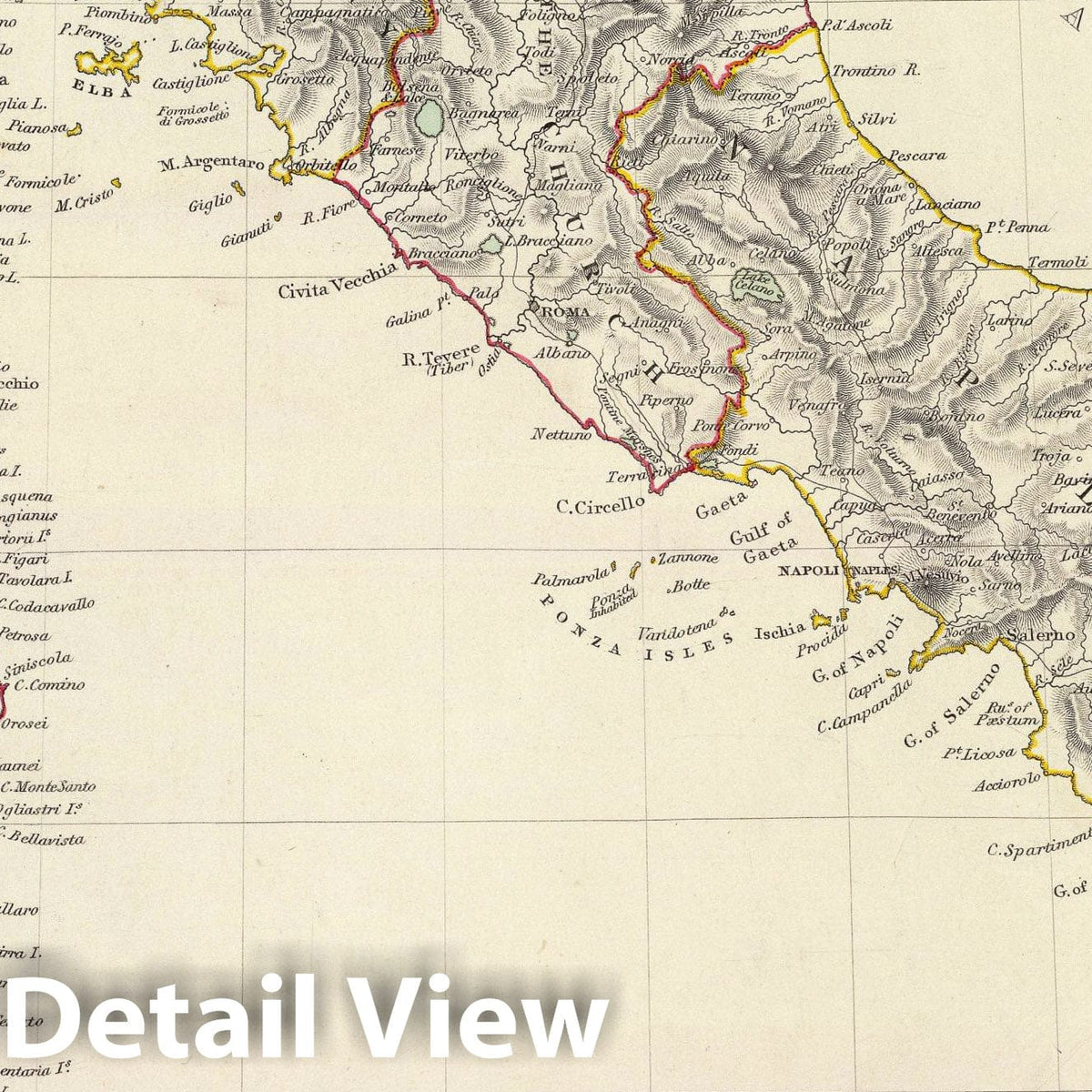 Italy, Sicily, Malta, Sardinia, and Corsica - 1840 Historical Map Print