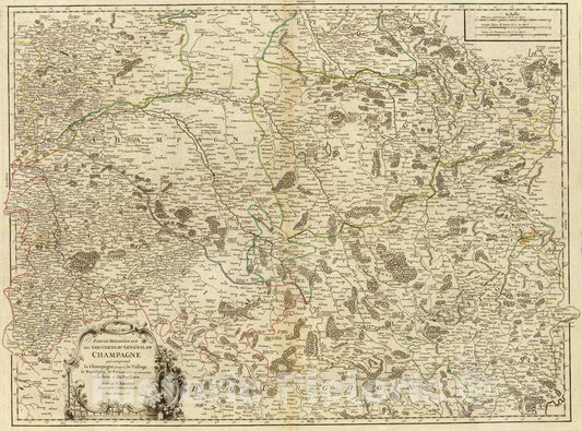 Historic Map : France, 1752 Champagne partie meridionale. , Vintage Wall Art