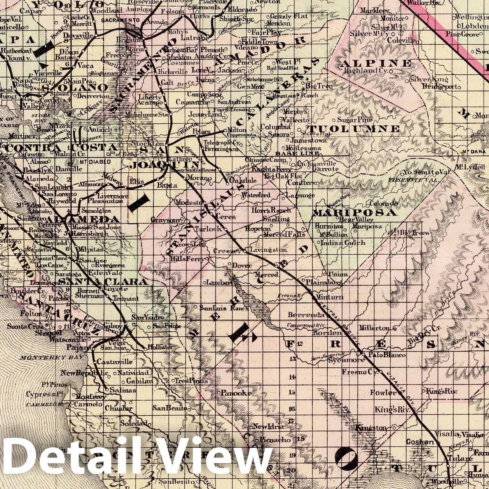 California - Railroad Map, 1875 - Cram's New Commercial Atlas