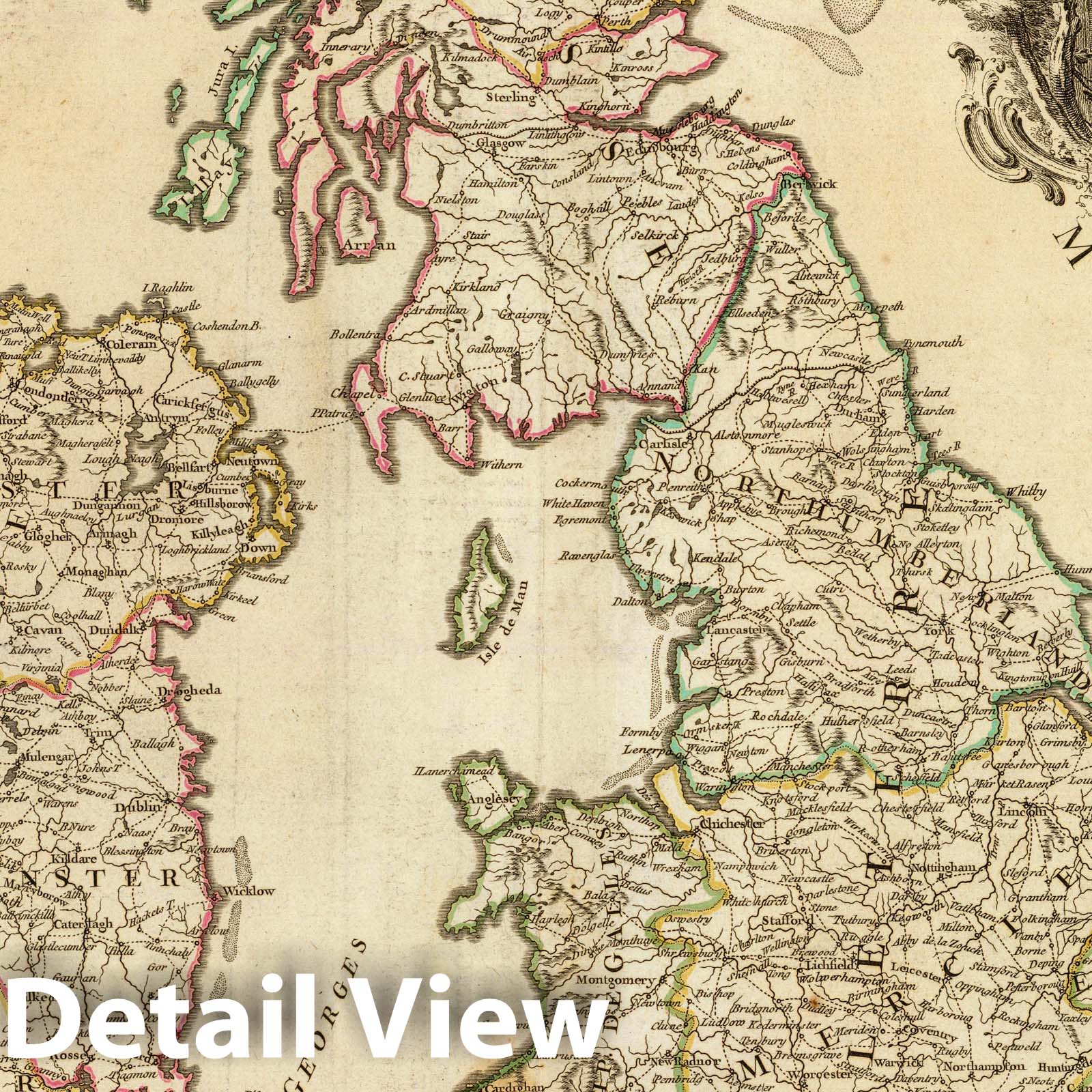 England, Scotland and Ireland - Road Map, 1757 - Historical Map Print