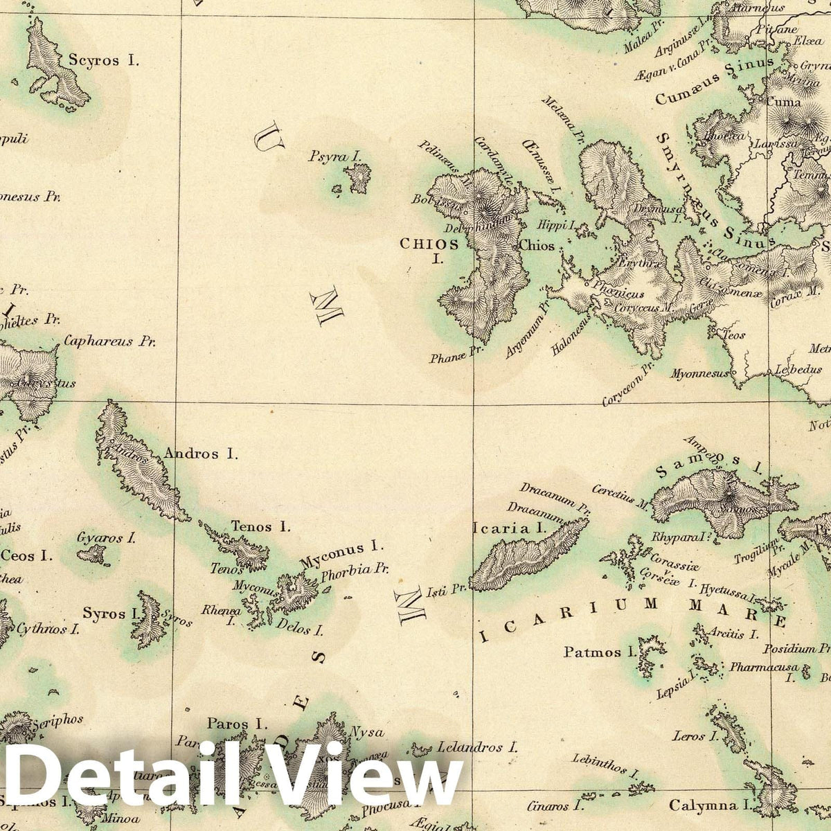 Grecian Archipelago, Ancient - Geologic Map, 1843 - Historical Map Print