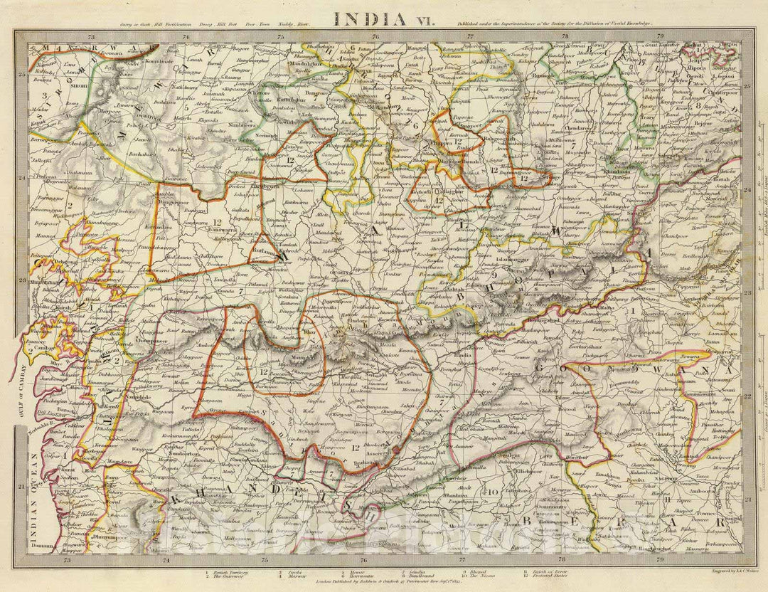 Historic Map : India, 1833 India VI. , Vintage Wall Art
