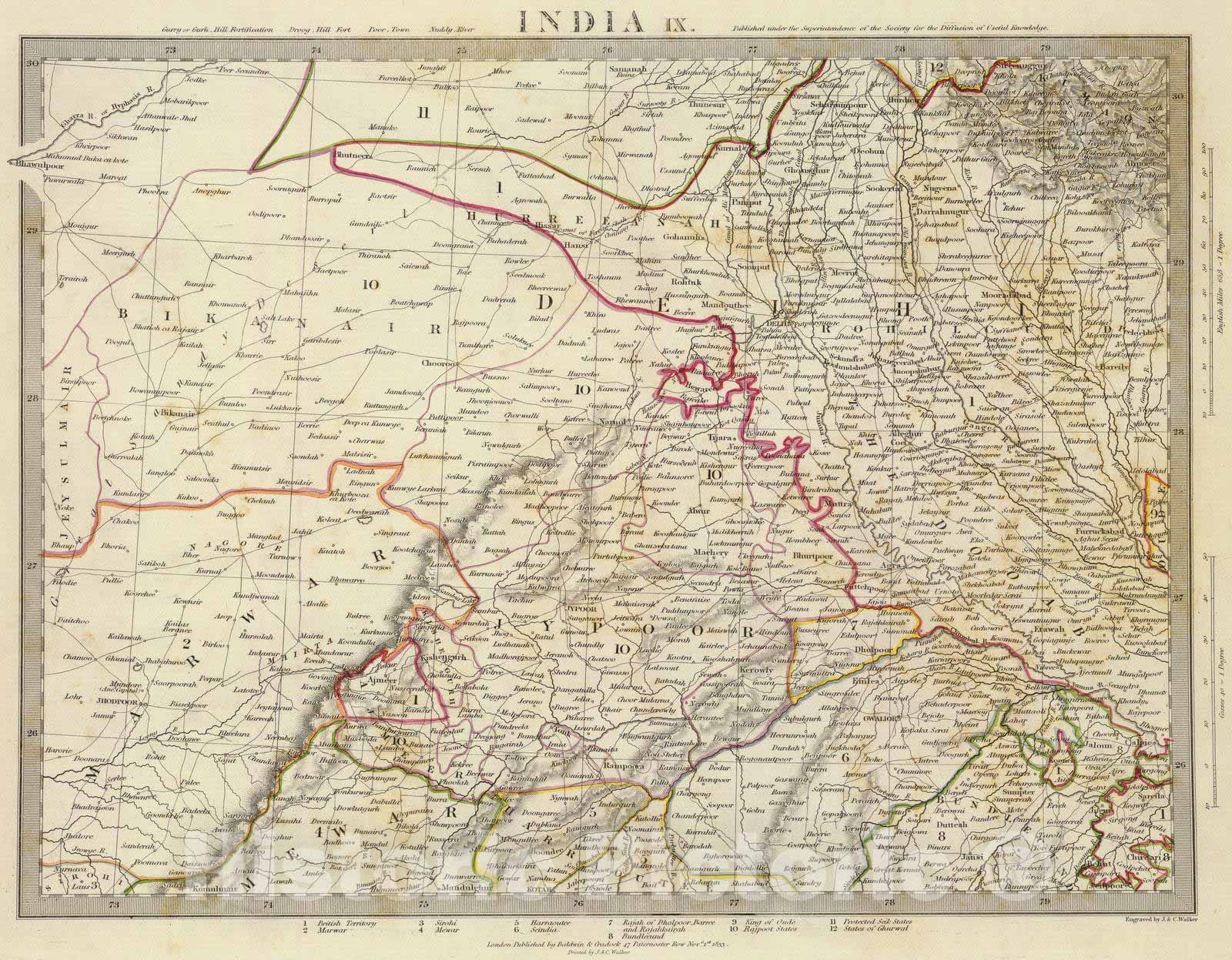 Historic Map : 1833 India IX : Vintage Wall Art