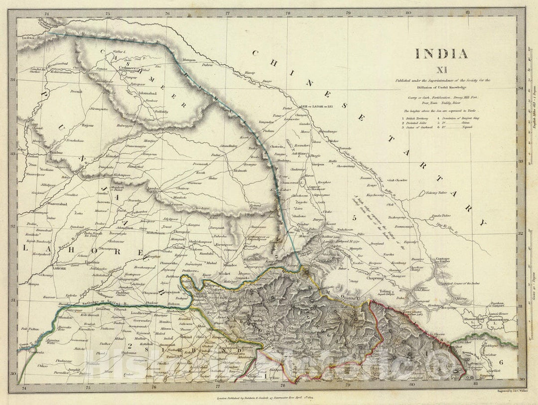 Historic Map : India; Pakistan, 1834 India XI. , Vintage Wall Art