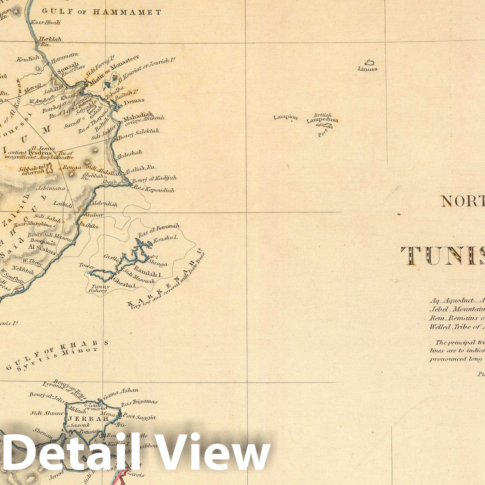 Historic Map : Libya; Tunisia, 1836 Tunis, Tripoli. , Vintage Wall Art