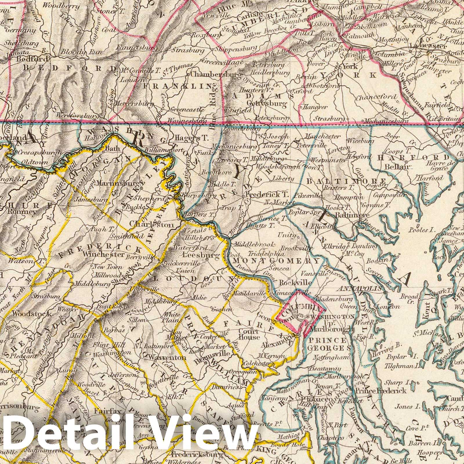 Pennsylvania, New Jersey, Maryland, Delaware, Virginia - Historical Map, 1833