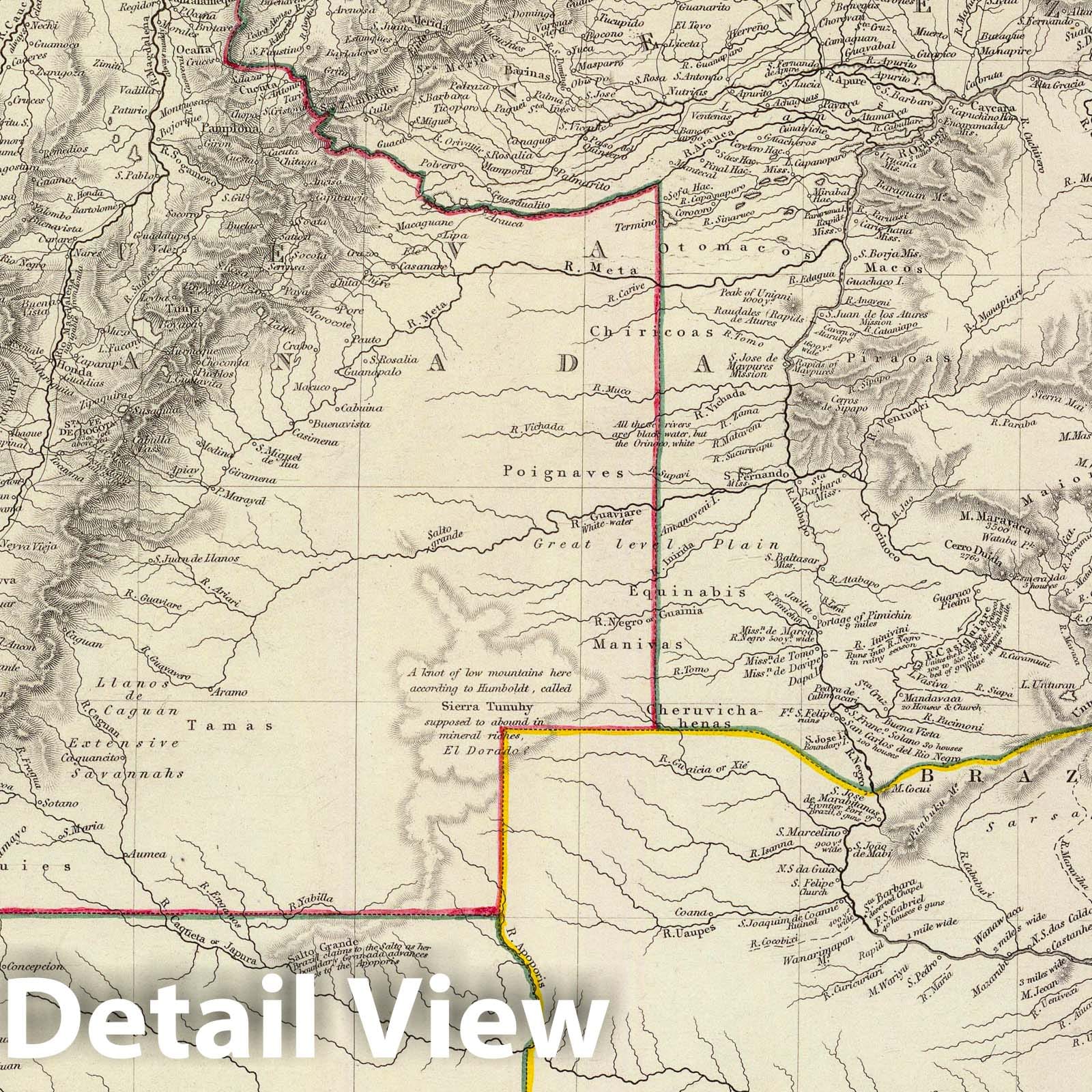 Ecuador, Venezuela, Brazil, Guayana, and Colombia - Historical Map 1842