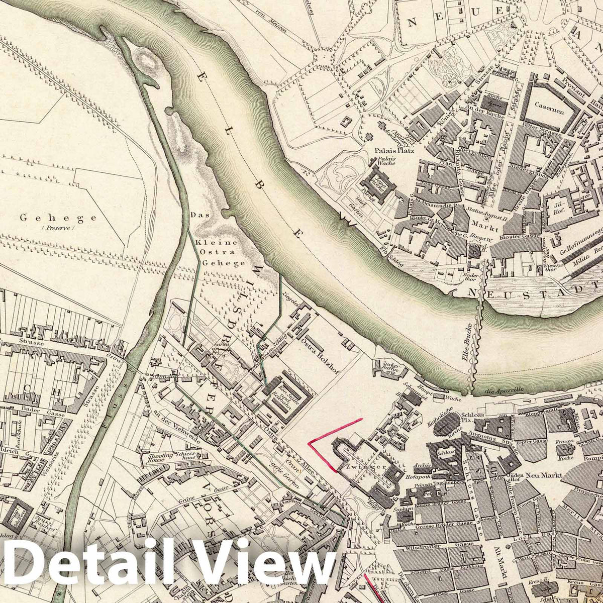 Dresden, Germany - Geologic Map, 1833 - Historical City Plan Print