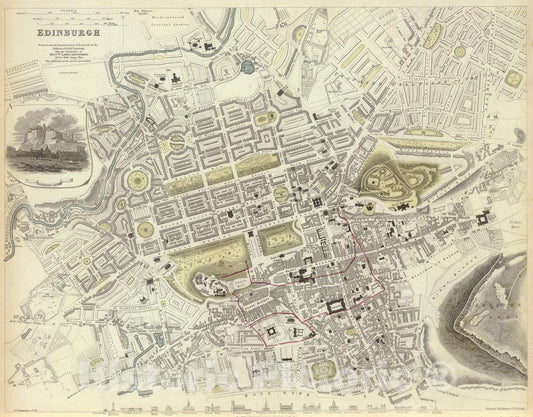 Historic Map : 1834 Edinburgh. - Vintage Wall Art