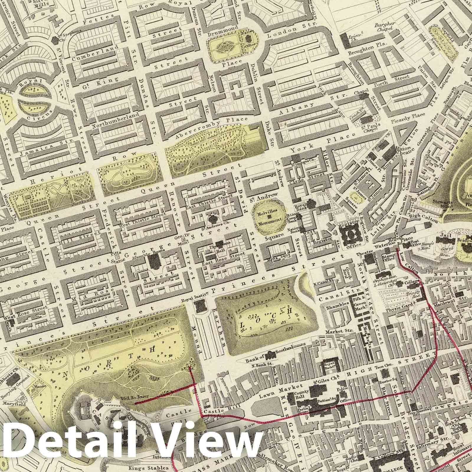 Historic Map : 1834 Edinburgh. - Vintage Wall Art