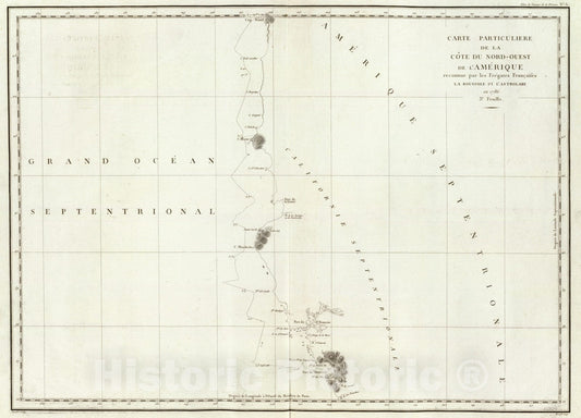 Historic Map : California, Northern 1797 Cote, N.O. de l'Amerique. 3. , Vintage Wall Art