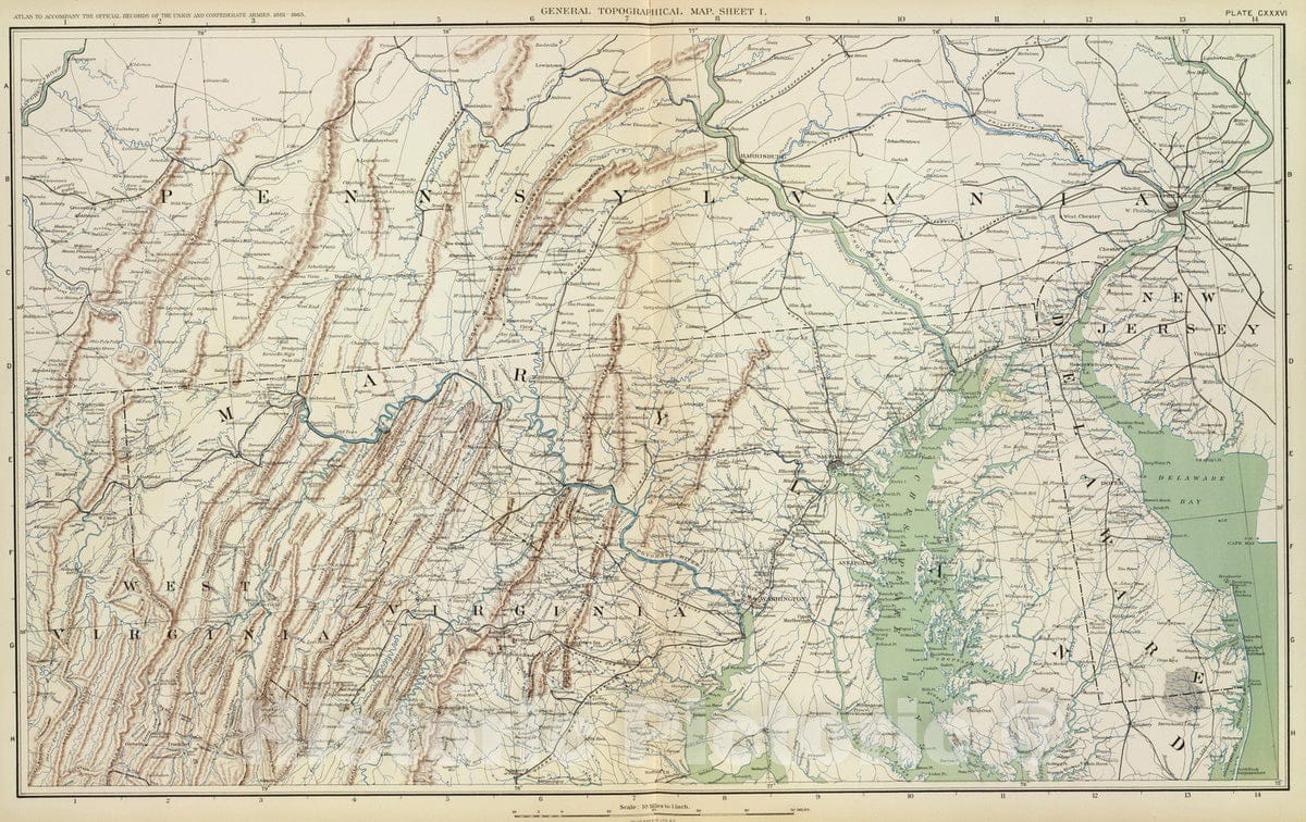 Historic Map : Military Atlas - 1895 Gen. map I. - Vintage Wall Art