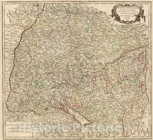 Historic Map : Germany, 1751 Cercle de Soabe. , Vintage Wall Art