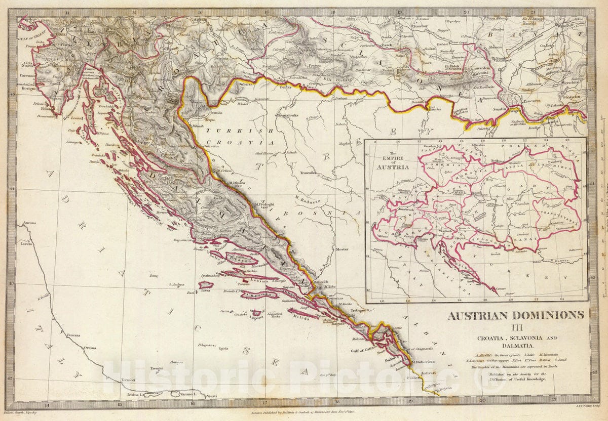 Historic Map : 1832 Austrian Dominions III. - Vintage Wall Art