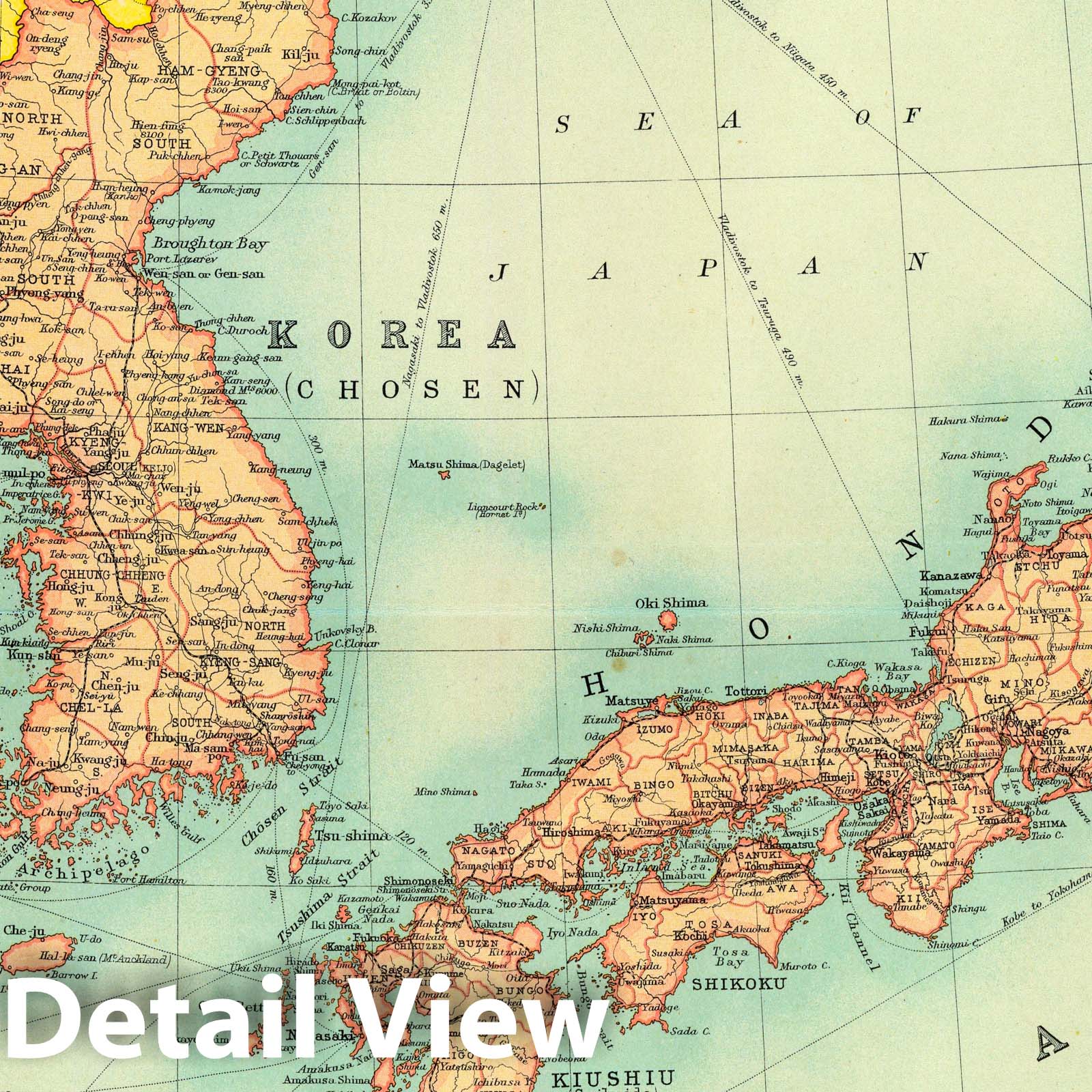 Japan and Korea - Survey Map, 1922 - Historical Map Print