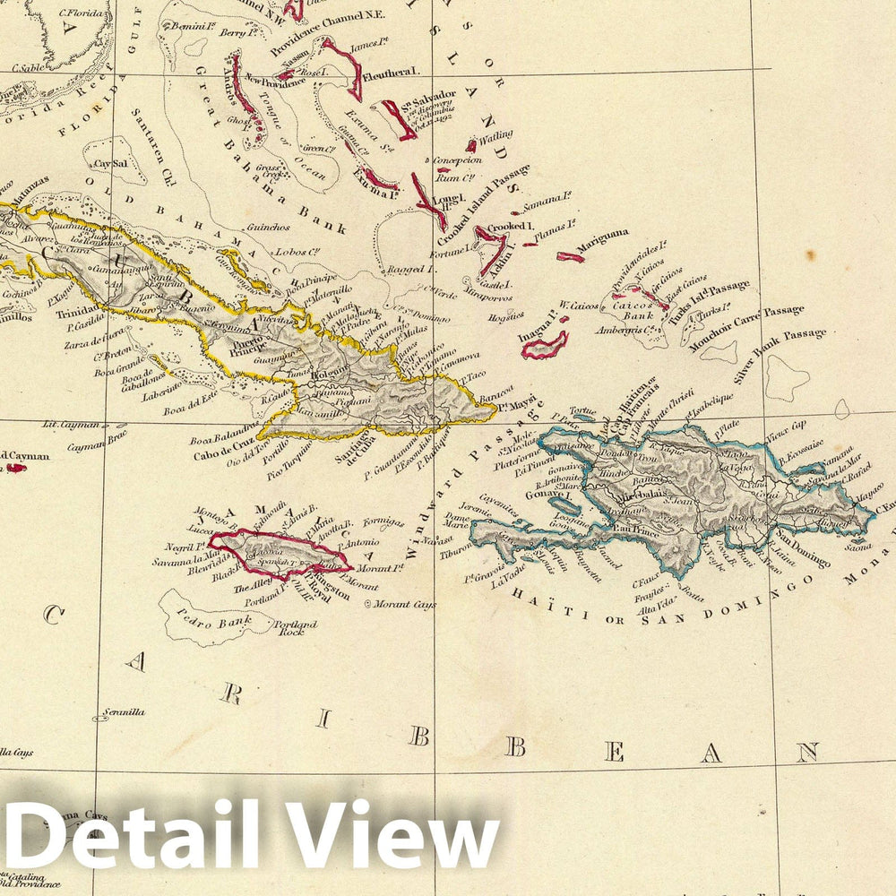 Historic Map : 1835 The Antilles or West-India Islands. - Vintage Wall Art