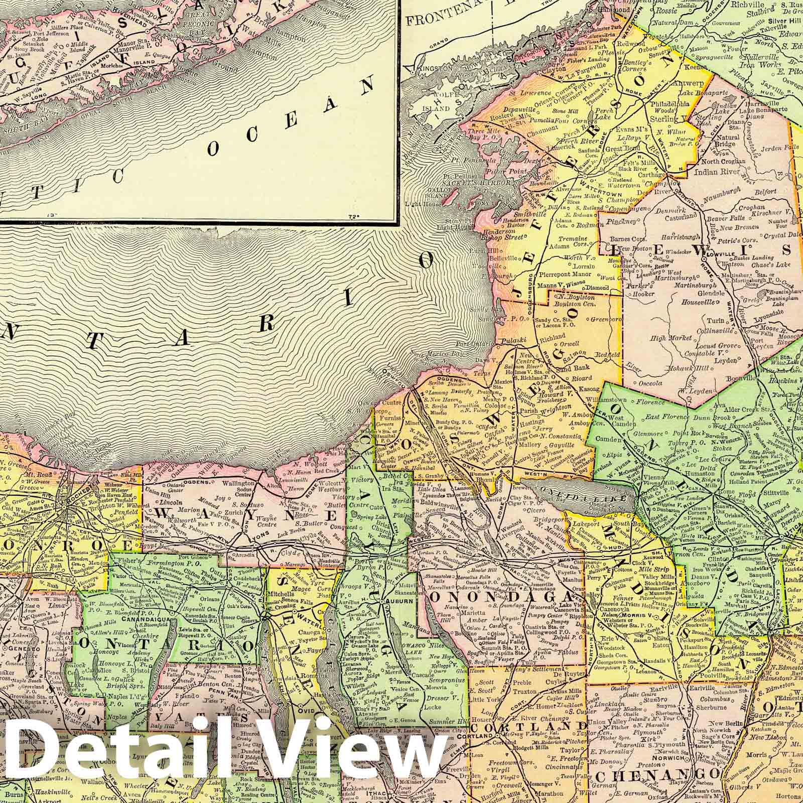 New York 1897 Historical Map Print - Rand McNally Atlas