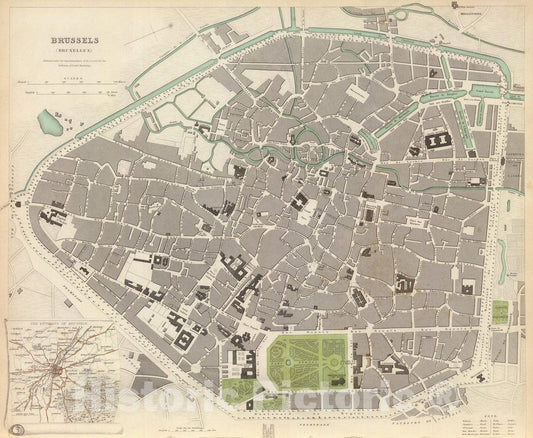 Historic Map : Belgium , Brussels 1837 Brussels. Bruxelles. , Vintage Wall Art