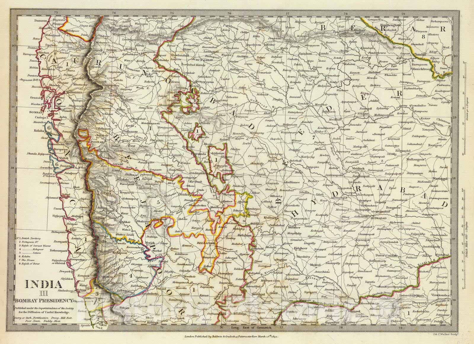 Historic Map : 1832 India III Bombay Presidency : Vintage Wall Art