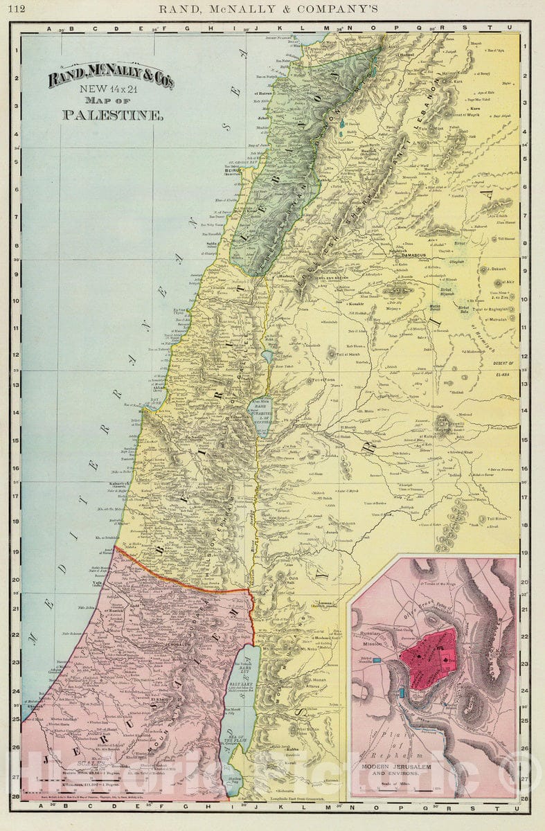 Historic Map : 1897 Palestine. - Vintage Wall Art