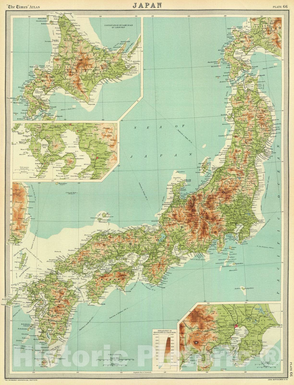 Historic Map : 1922 Japan. - Vintage Wall Art