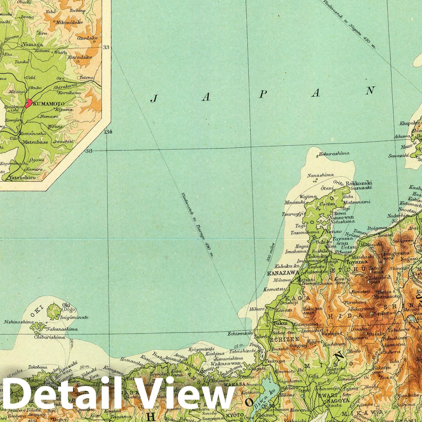 Japan - Survey Map, 1922 - Historical Map Print