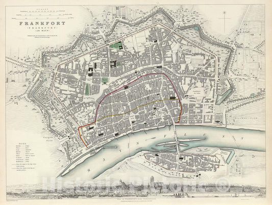 Historic Map - World Atlas - 1837 Frankfort. Frankfurt am Mayn. - Vintage Wall Art