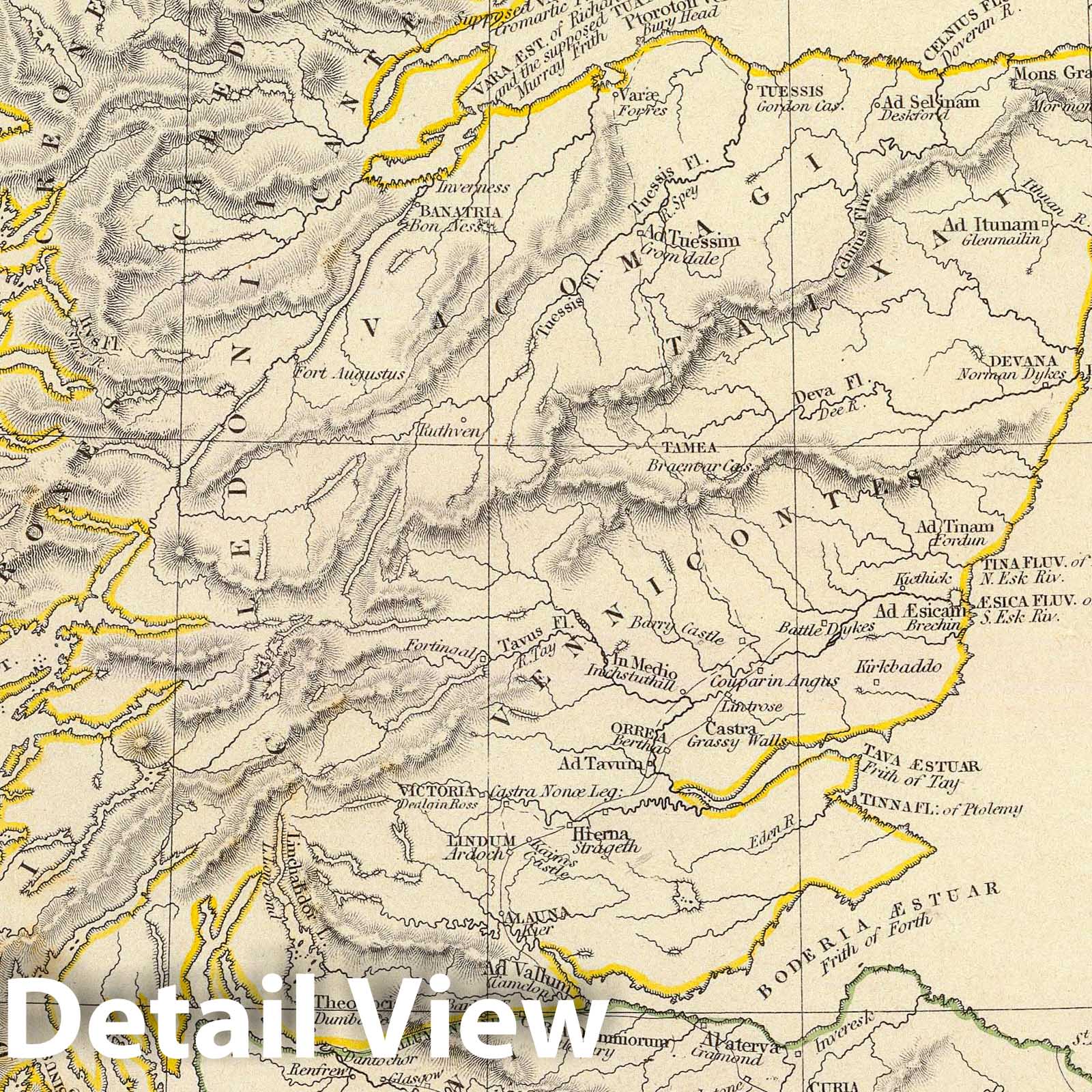 Ancient Scotland - Road Map, 1834 - Historical Map Print