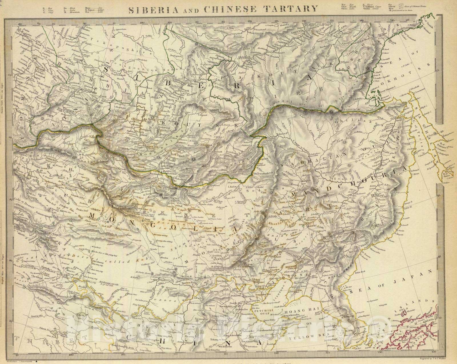 Historic Map : 1838 Siberia and Chinese Tartary : Vintage Wall Art