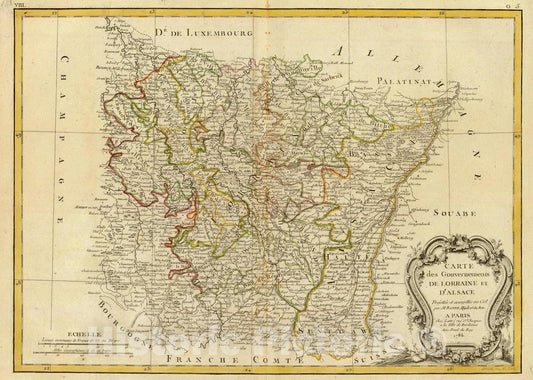 Historic Map : France, 1786 Lorraine, Alsace. , Vintage Wall Art