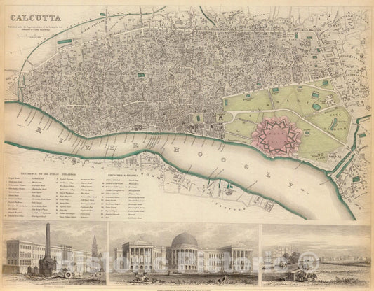Historic Map : 1842 Calcutta. - Vintage Wall Art