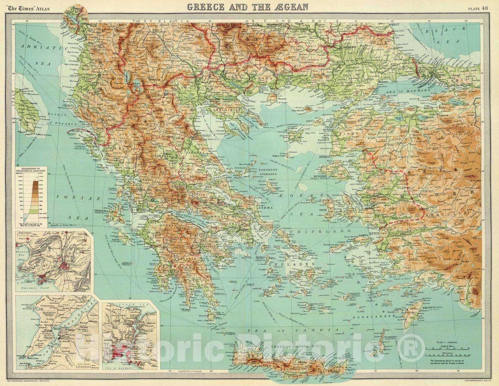 Historic Map : 1922 Greece and the Aegean. - Vintage Wall Art