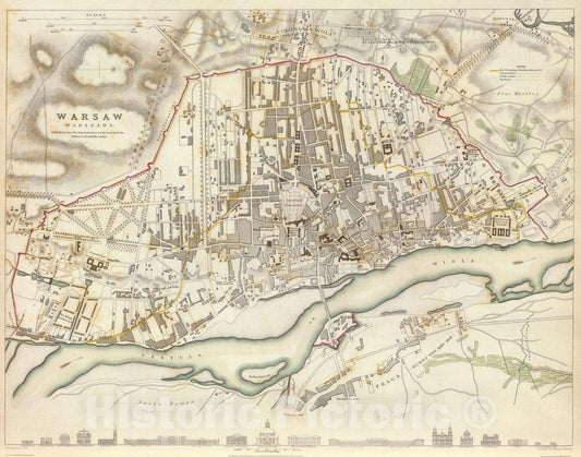 Historic Map : Poland , Warsaw (Poland), 1831 Warsaw. Warszawa. , Vintage Wall Art