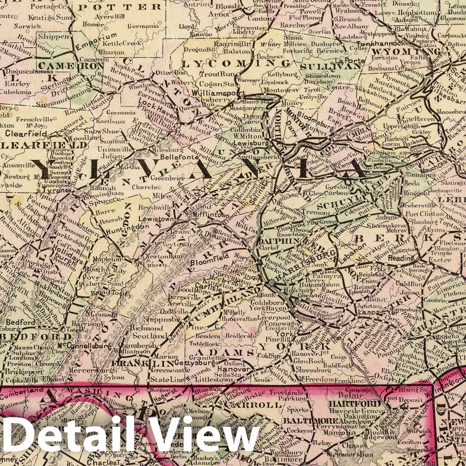 Pennsylvania, Maryland, New Jersey, Delaware - Railroad Map, 1875