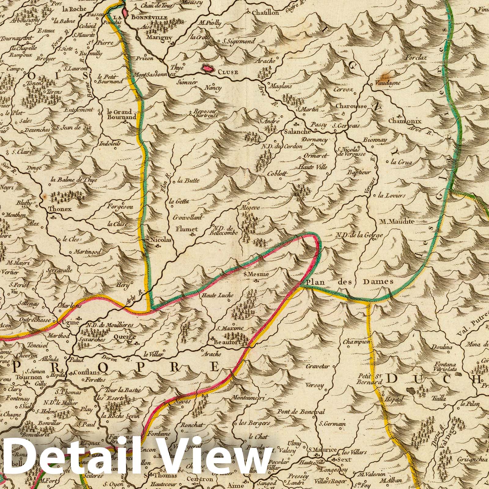 Duchy of Savoy - Postal Map, 1751 - Historical Map Print