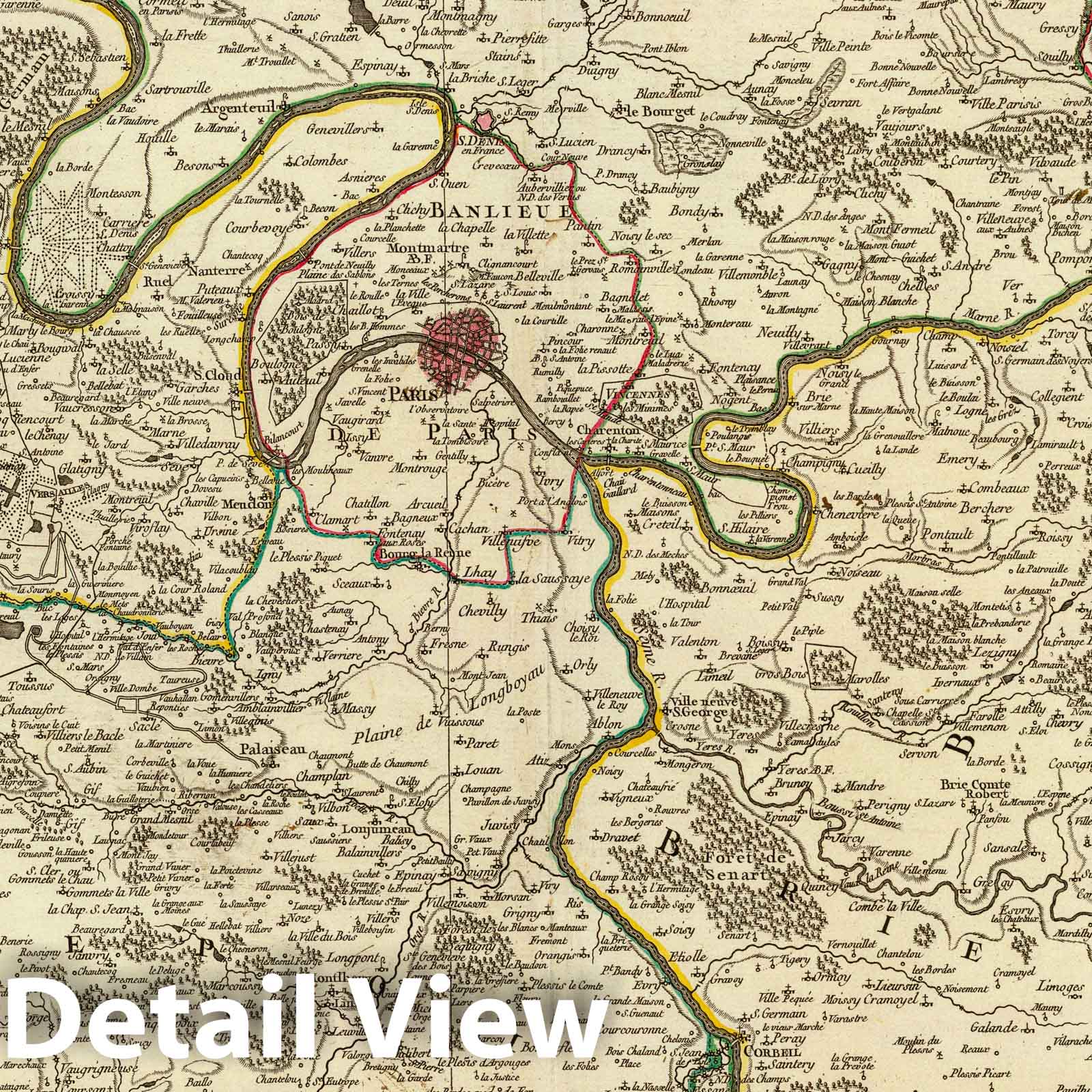 Paris Region, France - Postal Map, 1753 - Historical Map Print