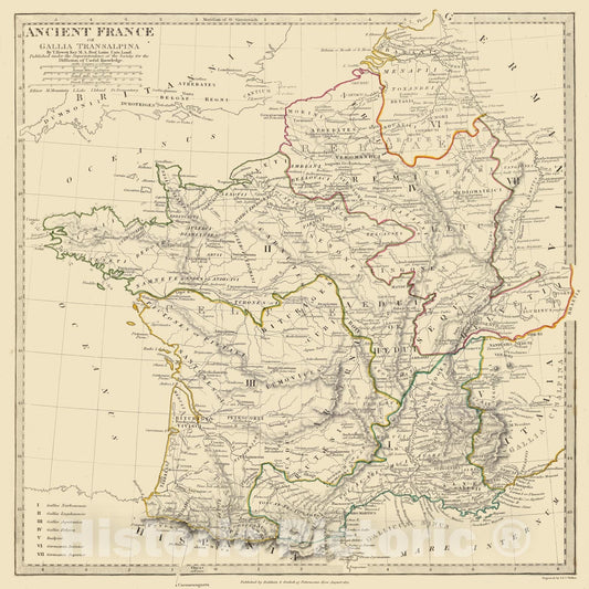 Historic Map : 1831 Ancient France. - Vintage Wall Art