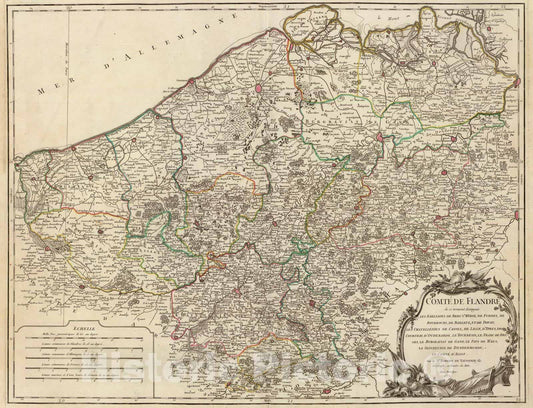 Historic Map : Belgium; France, 1752 Flandre. , Vintage Wall Art