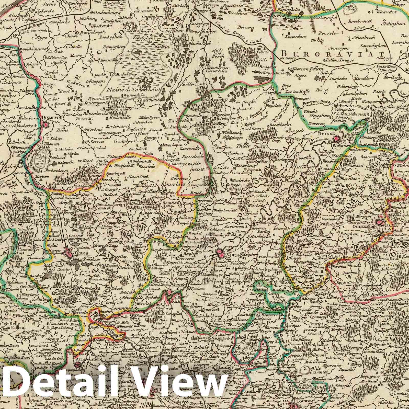 Flanders, Belgium and France - Postal Map, 1752 - Historical Map Print