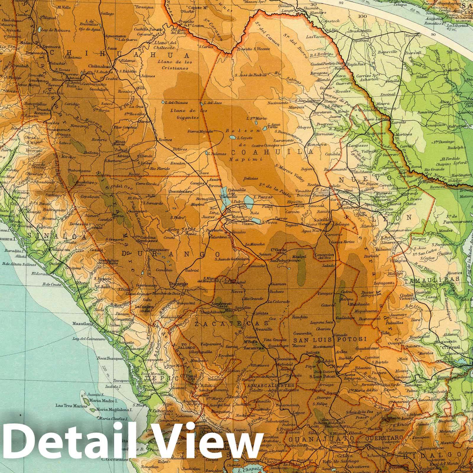 Mexico & Central America 1922 Historical Map Print - Times Atlas