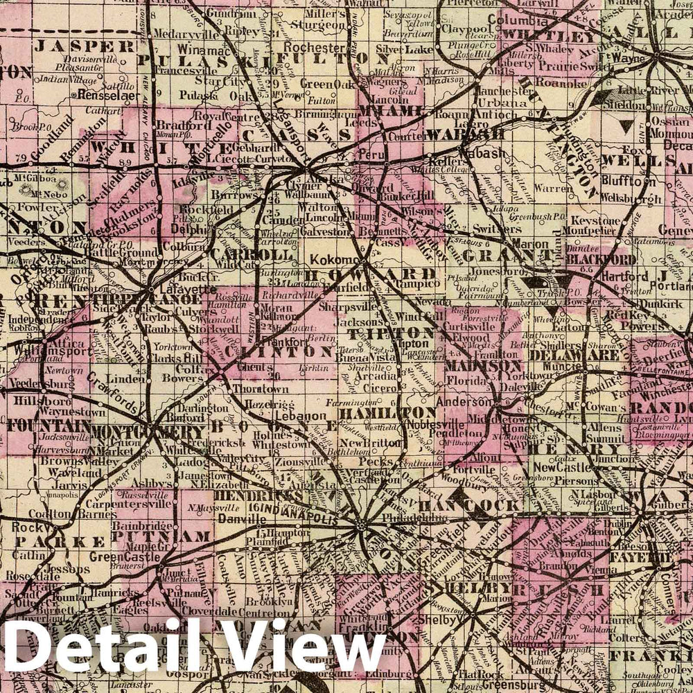 Historic Map : National Atlas - 1875 Indiana. - Vintage Wall Art