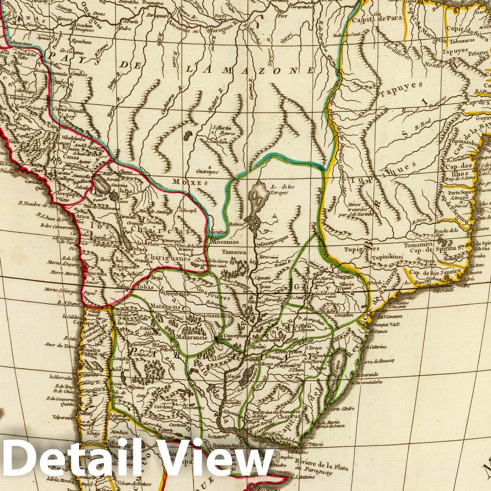 South America - Postal Map, 1750 - Historical Map Print