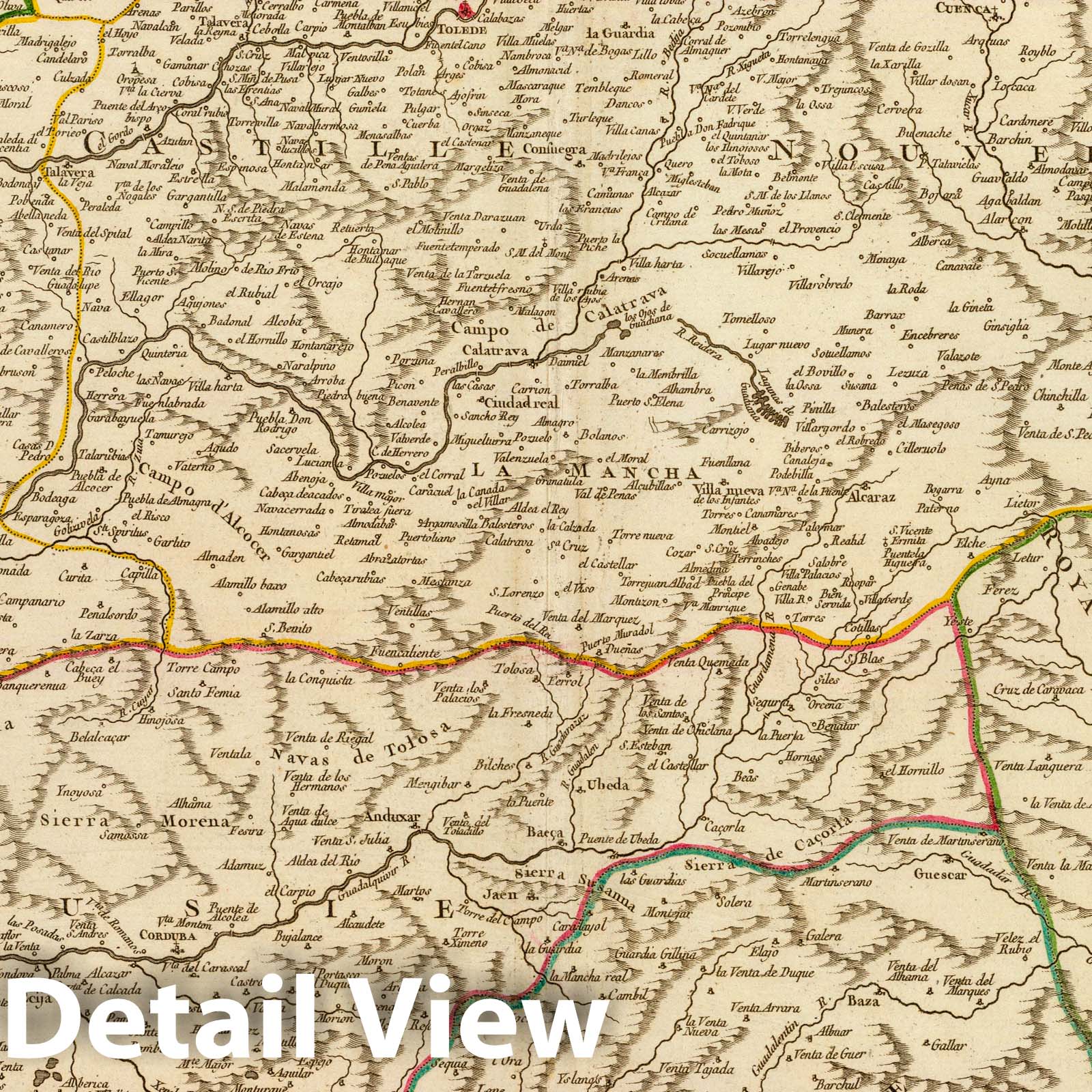 Southern Castile, Extremadura, Andalusia, Granada, and Murcia - Postal Map, 1751
