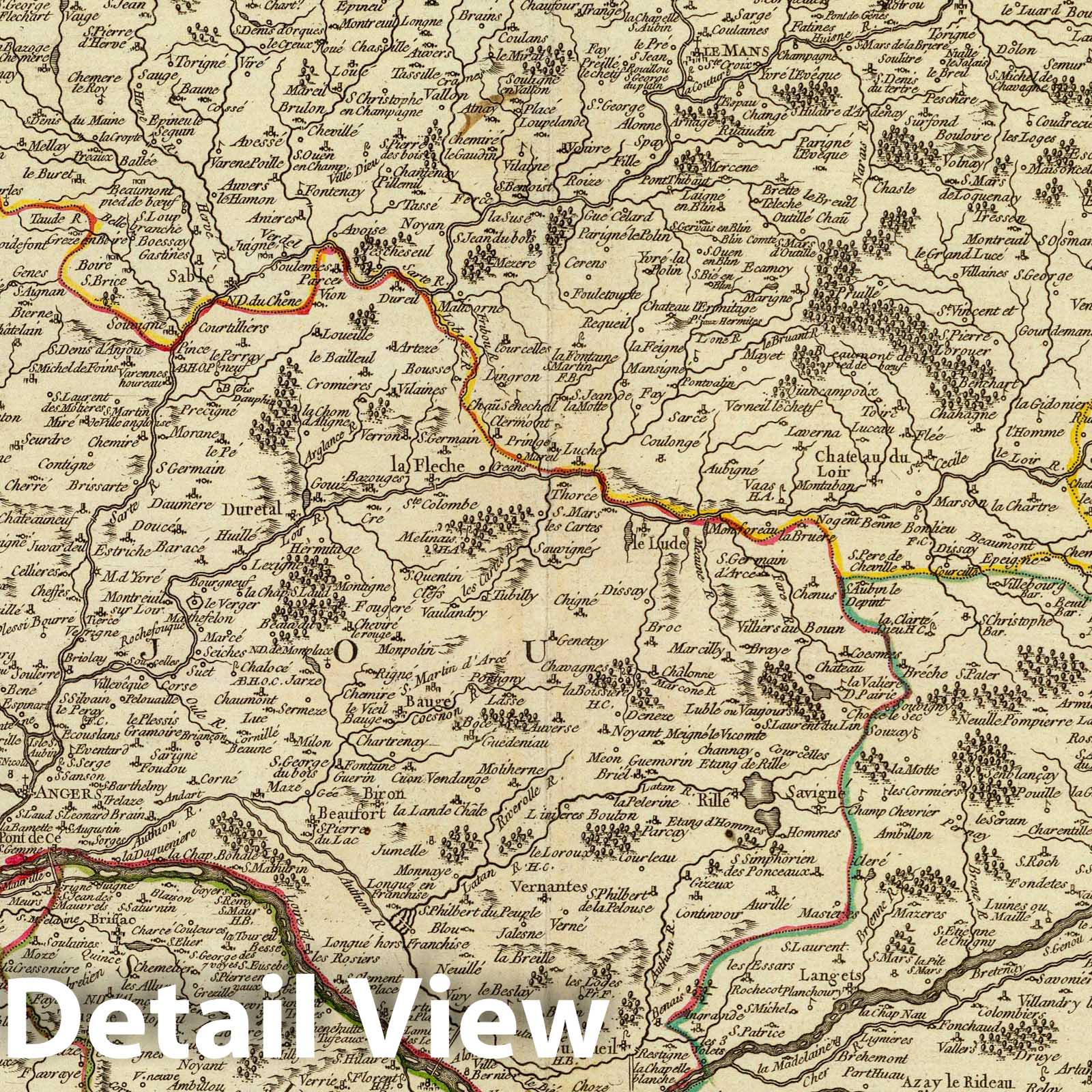 Maine, Perche, Anjou, Touraine, and Saumurois, France - Postal Map, 1753